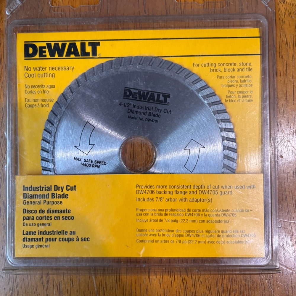 DEWALT DW4701 4-1/2-Inch Industrial Dry Cut Diamond Blade Concrete Stone Tile
